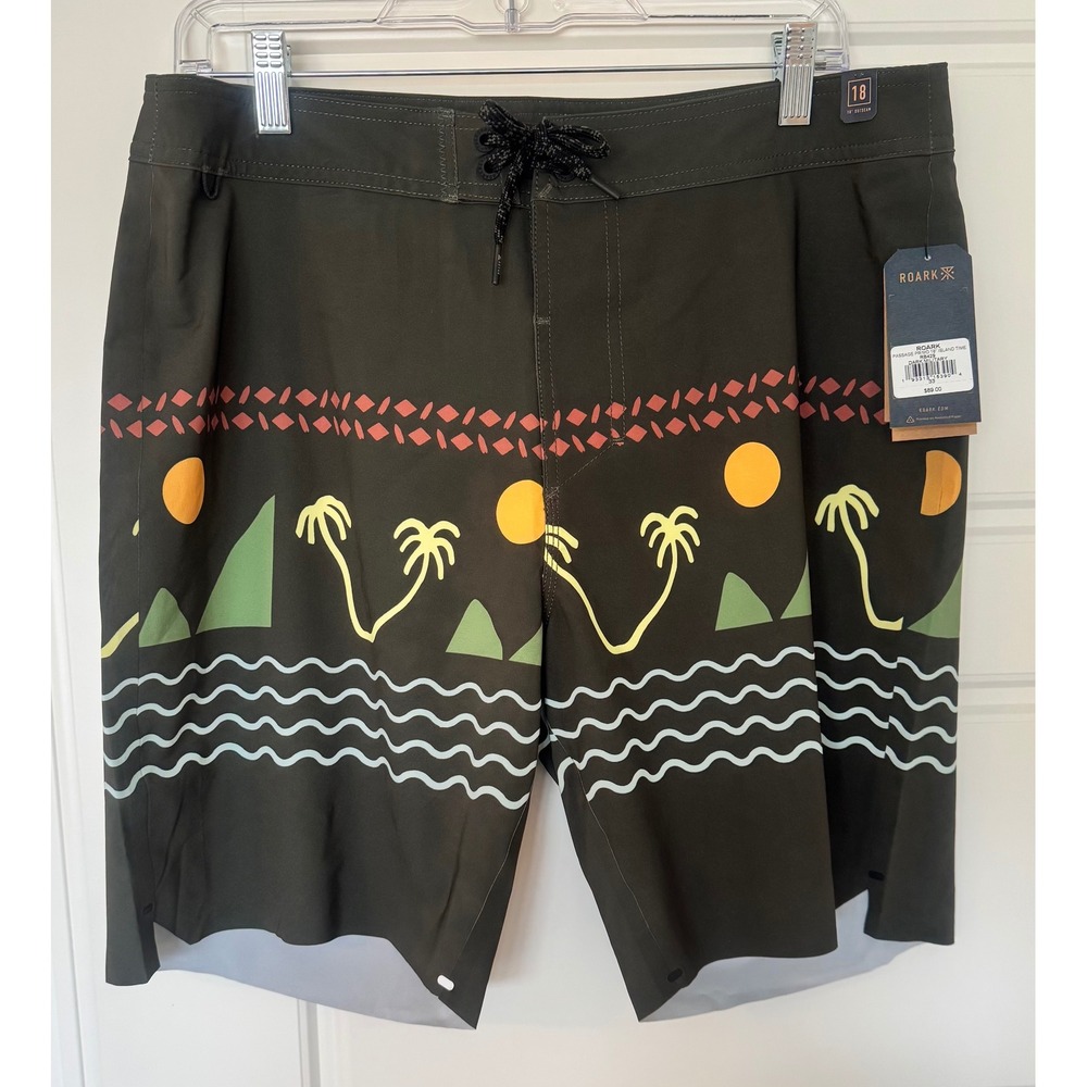 ROARK PASSAGE PRIMO 18" ISLAND TIME MILITARY BOARDSHORTS NWT $89 MSRP‎